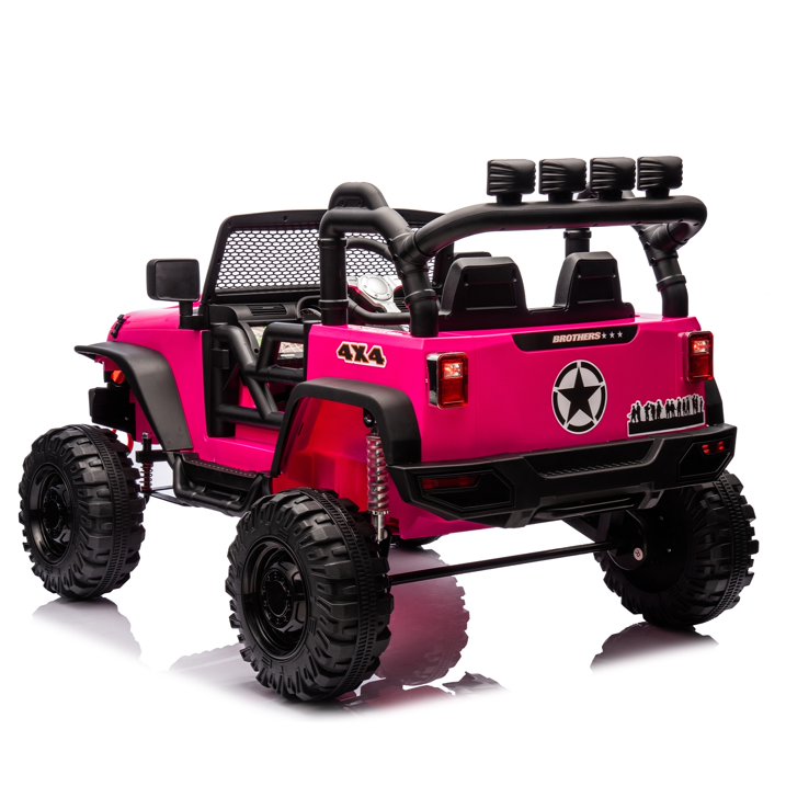 24V Kids Cars to Drive, Electric Cars for Kids W/Parents Control, Four-Wheel Suspension, LED Lights, Bluetooth, Music, Ride on Car Truck For Kids 3+, Black