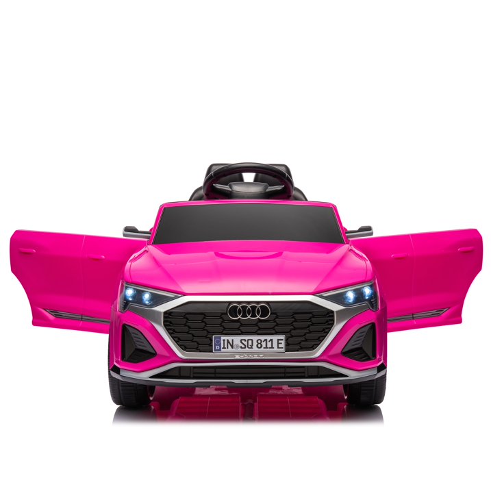 12V Ride On Car for Kids, Audi SQ8 Electric Car Toy with Remote Control, Dual Drive, LED Lights, Music, USB, 3 Speeds, Slow Start, Suspension, Pink Ride On Car for Toddlers Ages 3–6