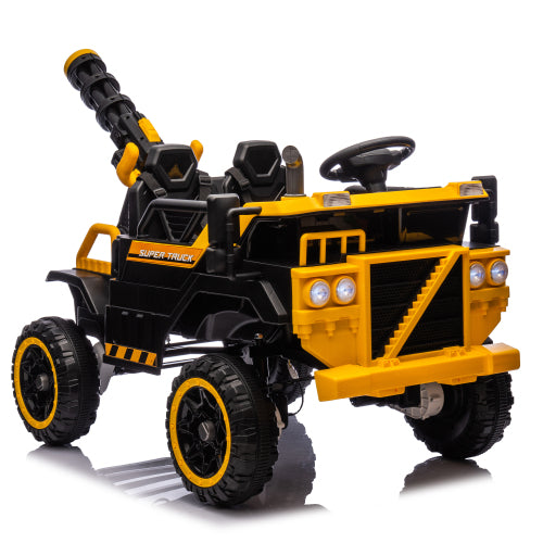 24V Ride On Electric Tractor Toy for Kids with 4 in 1 Attachments (Excavator, Dump Truck, Bulldozer), Remote Control, Bluetooth Music, Swivel Seat, LED, Electric Cars for Boys Girls Ages 3-6