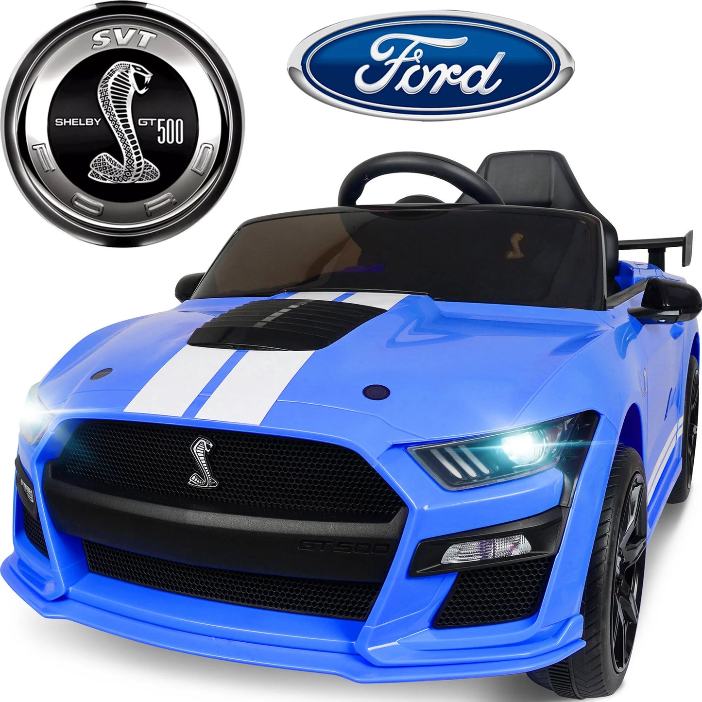 12V Powered Ride on Car for Kids, Ford Ride on Toys With Remote Control Bluetooth, MP3 Player, Radio, Lights, 4 Wheels Suspension Electric Car Toys for Boys Girls Gifts, White