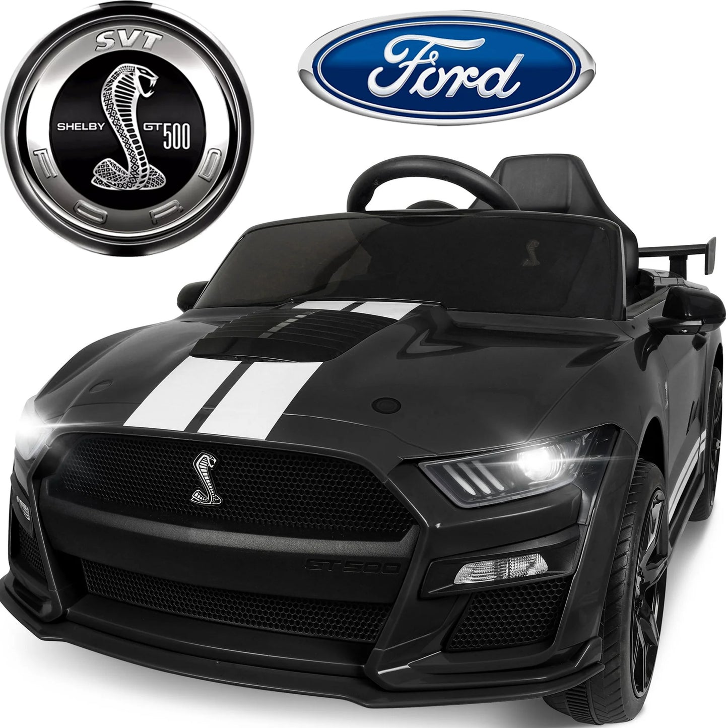 12V Powered Ride on Car for Kids, Ford Ride on Toys With Remote Control Bluetooth, MP3 Player, Radio, Lights, 4 Wheels Suspension Electric Car Toys for Boys Girls Gifts, White