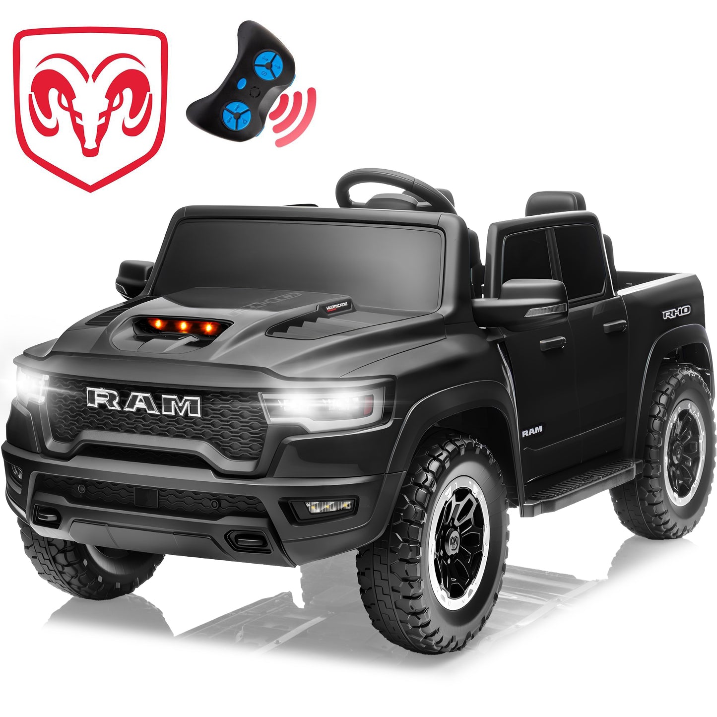 2 Seater Ride on Cars for Kids, RAM 1500 Extra large Real 24V Powered Ride on Toys with Remote Control, LED Light, MP3 Player, Electric Vehicles Ride on Truck for Boys Girls Gifts, Pink