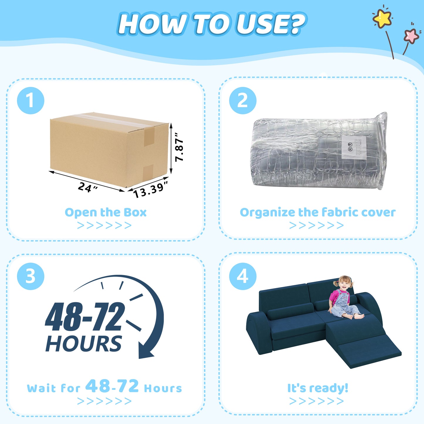 10 PCS Modular Kids Play Couch, Toddler Sofa Couch for Crawl Foam Play, Climbing Blocks Convertible Sofa, Modern Nugget Couch for Toddlers, Infant, Kids, Per-School