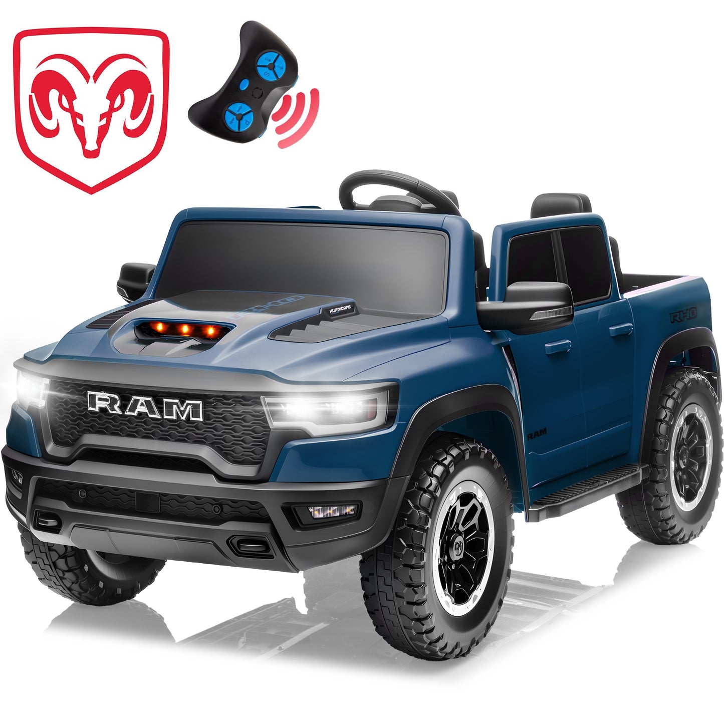 2 Seater Ride on Cars for Kids, RAM 1500 Extra large Real 24V Powered Ride on Toys with Remote Control, LED Light, MP3 Player, Electric Vehicles Ride on Truck for Boys Girls Gifts, Pink