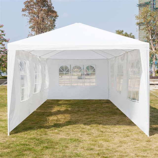 YOFE Party Tent 30x10 ft, Outdoor Canopy Tent for Party Wedding Parking Camping BBQ, Patio Tent for Backyard Garden, Portable Waterproof Sun-proof Gazebo Tent with 7 Removable Sidewalls, White, D172