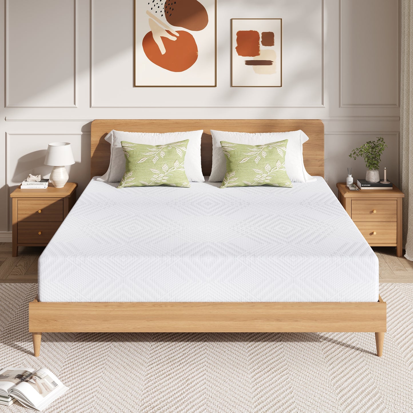 10 Inch Mattress, Cooling Gel Green Tea Memory Foam Mattress for Sleep Support, Back Pain Relief, Queen Mattress in a Box, Medium Firm, CertiPUR-US Certified, Queen