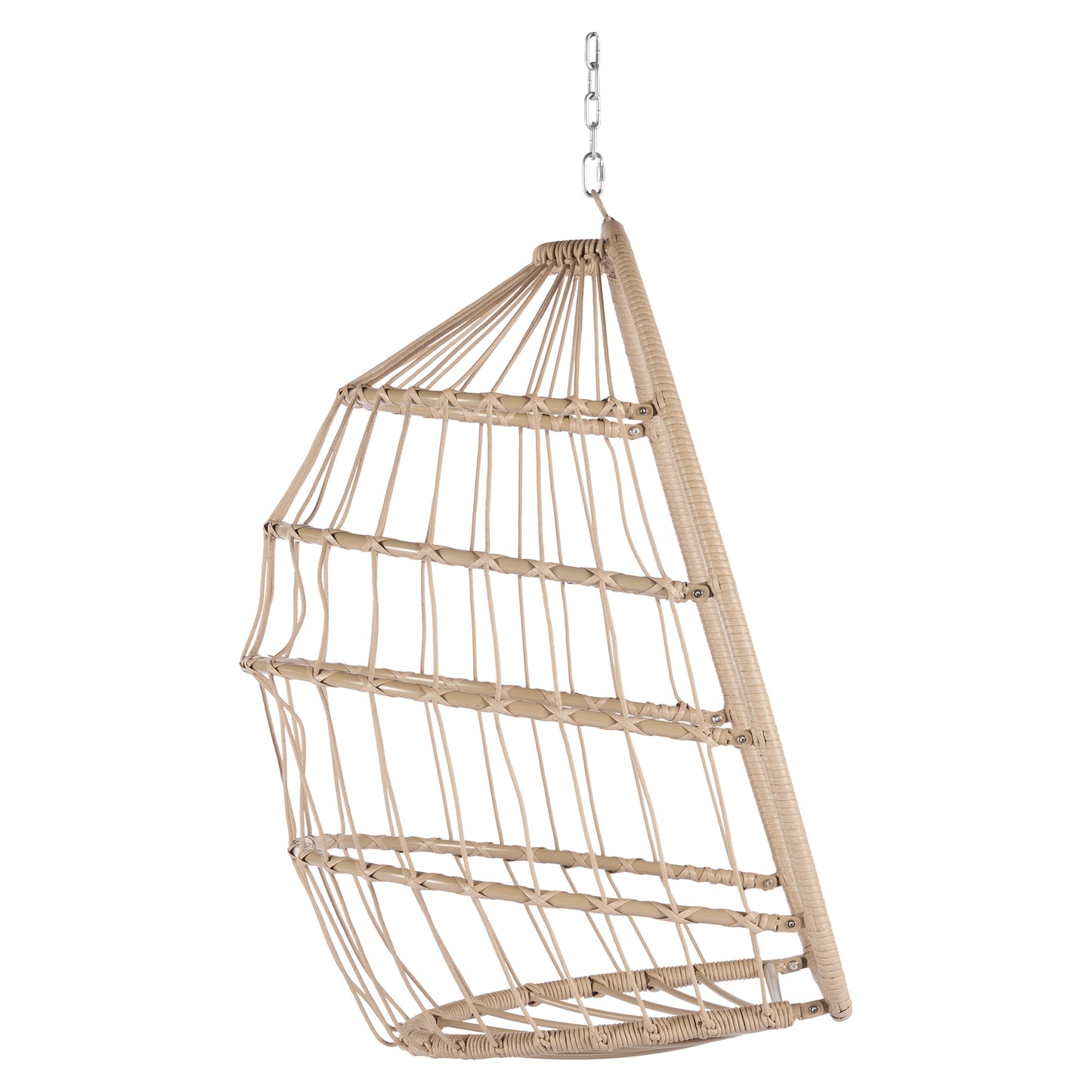 Sesslife Egg Chair Outdoor Indoor with Beige Cushion, Swing Chairs for Outside, Bedroom Patio Porch Garden Rattan Wicker Hanging Egg Chair, Aluminum Frame Basket Chair 280 lbs Capacity