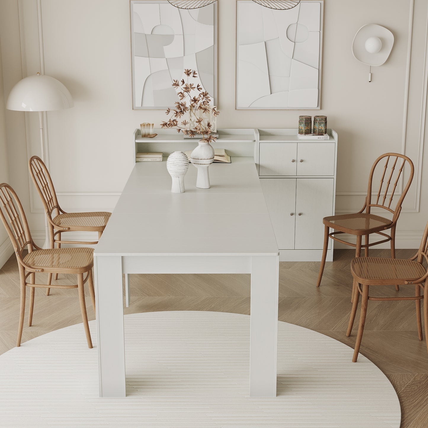 Extendable Dining Table, Wooden Kitchen Table with Storage, Classical Dinner table, Modern Rectangle Dining Table for Kitchen, Dining Room, and Living Room, Barn Wood