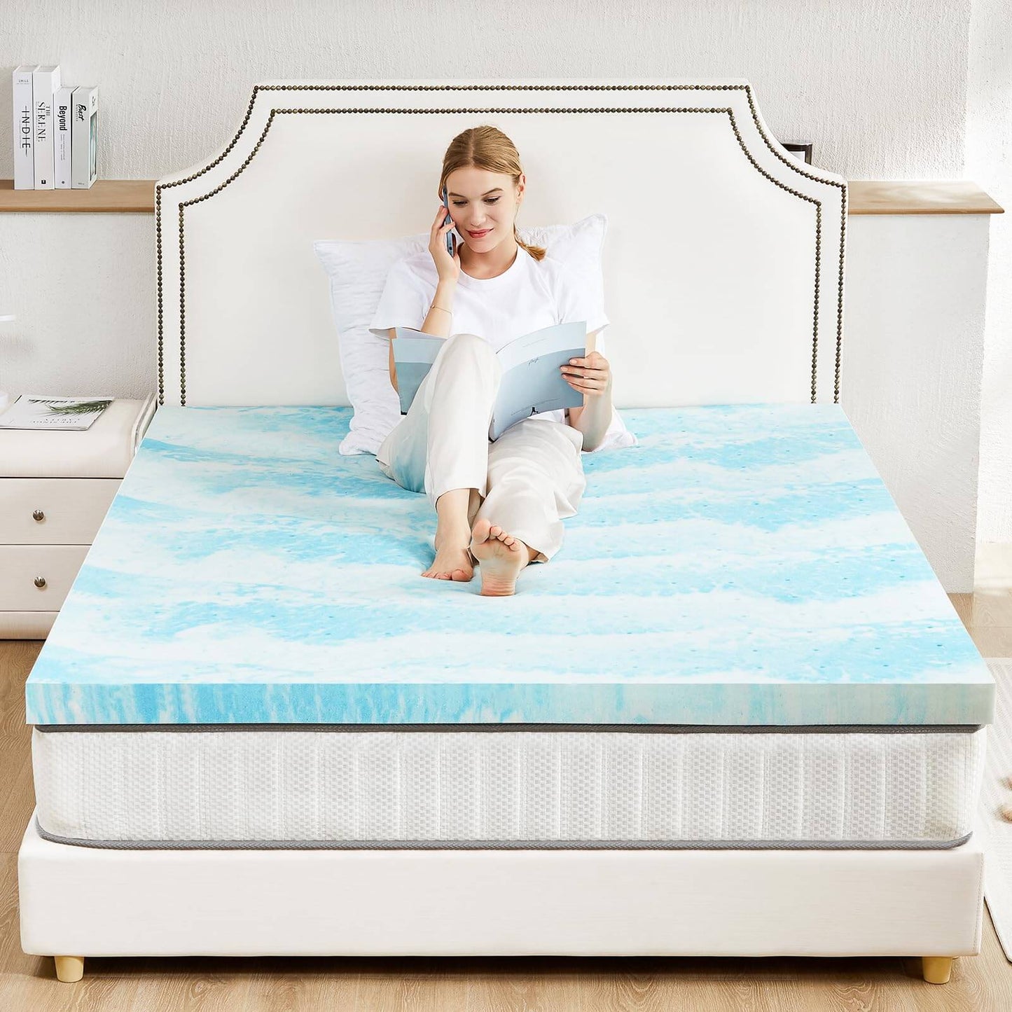 3 Inch Gel Memory Foam Mattress Topper, Twin Size Cooling Mattress Topper, Ventilated Cooling Gel Swirl Infused Bed Topper for Pressure Relief & Back Pain, CertiPUR-US