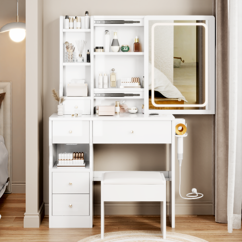 PORKISS Vanity Set with Sliding Mirror