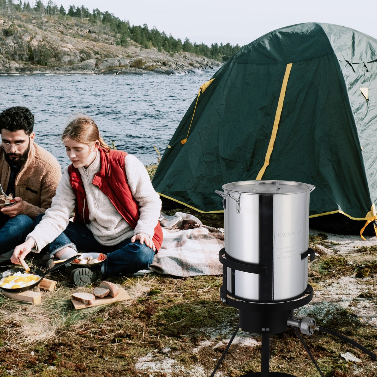 Seafood Boil Pot, Enyopro 30 Qt Turkey Fryer, Fish Fryers Outdoor Cooking, 55000 BTU Gas Propane Burner, Deep Fryer for Turkey, Fish, Turkey, Crab, Shrimp