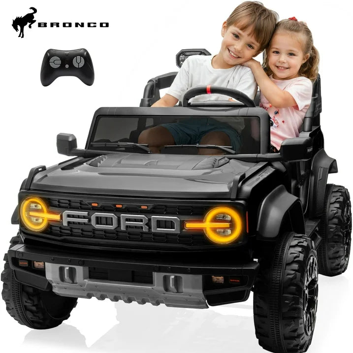 24V Powered Kids Ride on Toy Cars with 2 Seater, Ford Bronco Raptor Extra large Ride on Toys with Remote Control, LED, MP3, 4 Wheel Spring Suspension Electric Cars Ride on Truck for Boys Girls Gifts