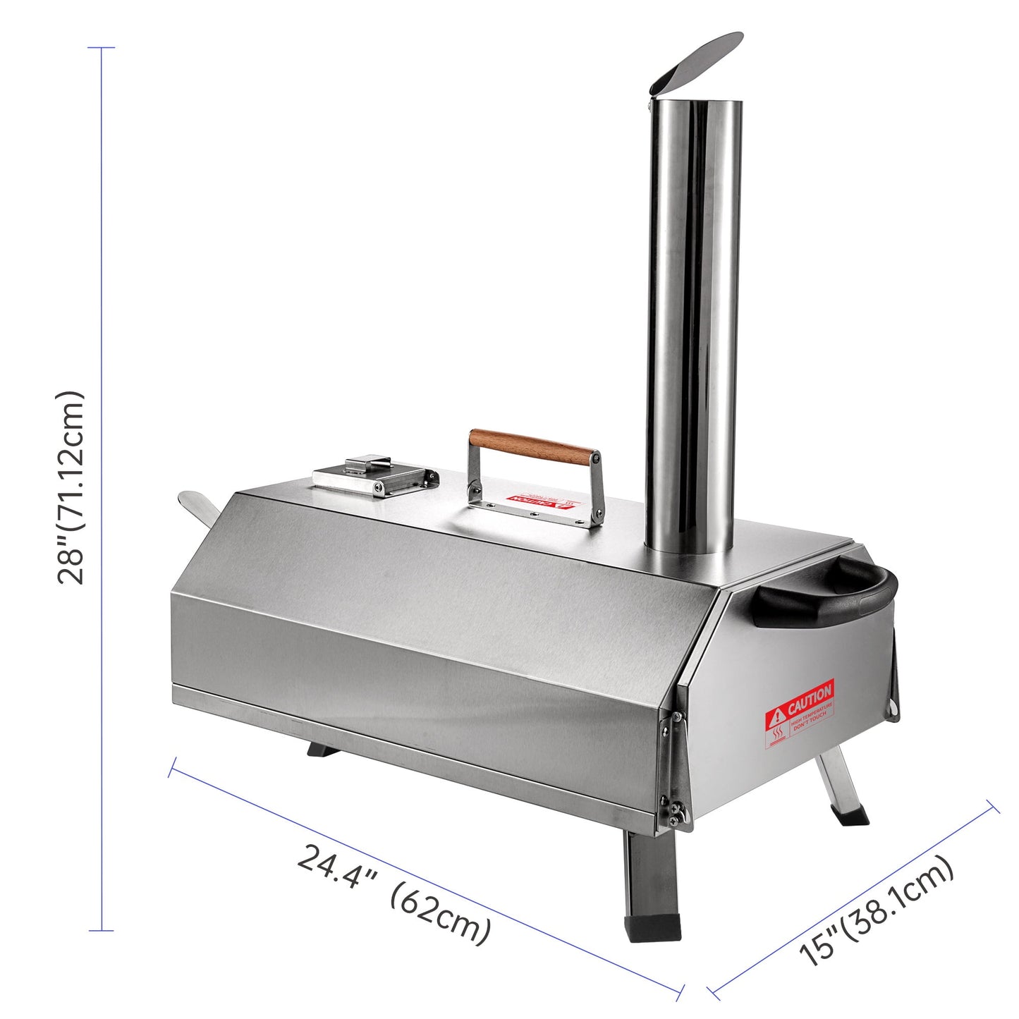 12" Semi-Automatic Outdoor Pizza Oven, Portable Wood-fired Pizza Maker with Manual Rotating Turntable, Temperature Gauge for Stone-Baked Pizzas, Steak, Bread, Garden & Outdoor Use