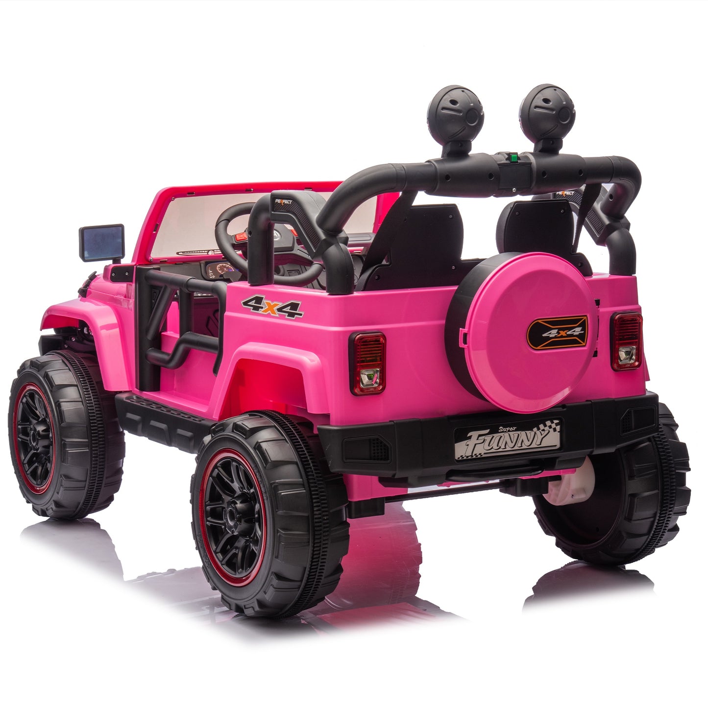 24V Kids Ride On Car with Remote Control, Rear Suspension Ride on Toy with Bluetooth, USB, 2 Seater Cars, Trunk Storage, Pull Rod, LED Lights, High/Low Speed, Electric Cars for Kids Aged 3–8, Pink