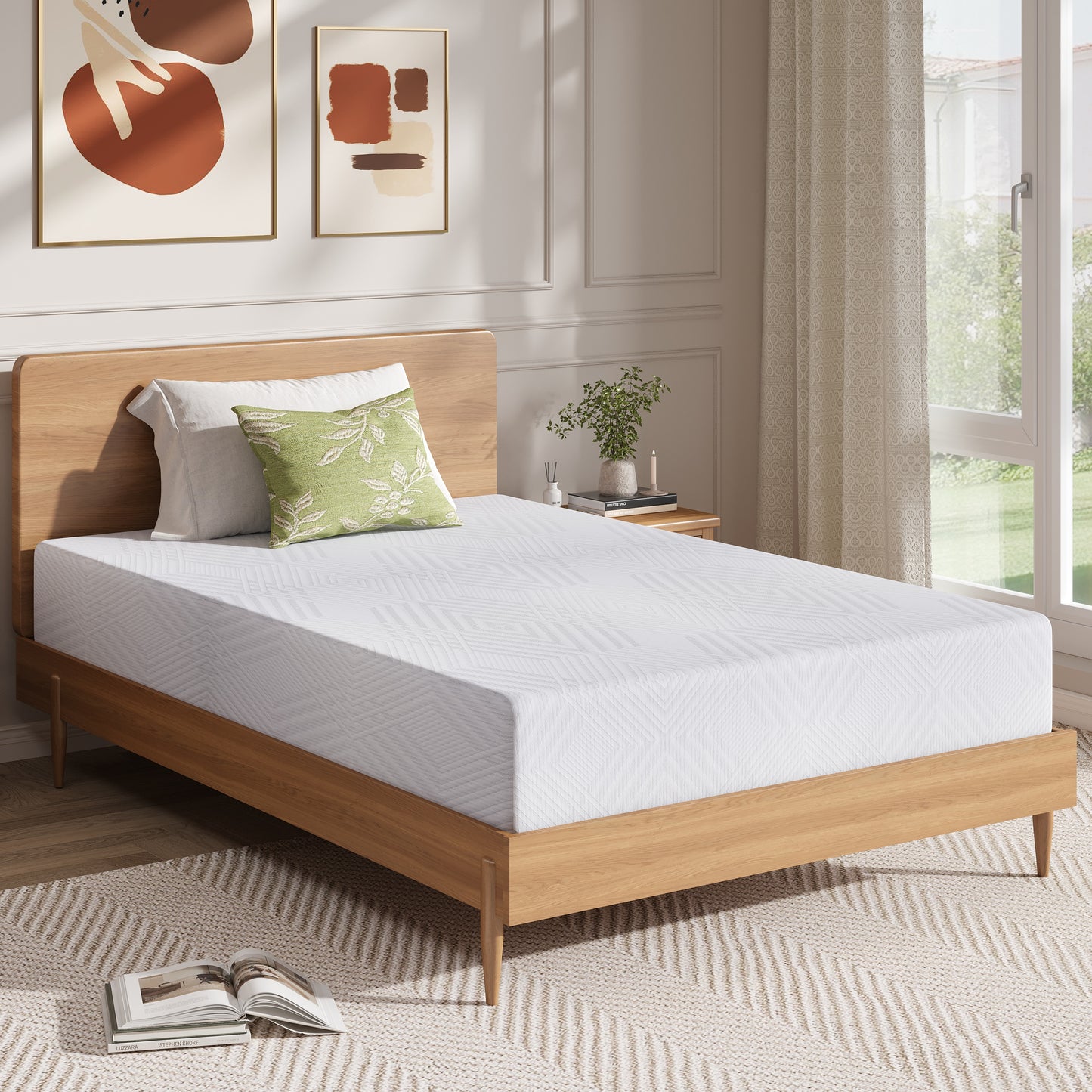 10 Inch Mattress, Cooling Gel Green Tea Memory Foam Mattress for Sleep Support, Back Pain Relief, Queen Mattress in a Box, Medium Firm, CertiPUR-US Certified, Queen