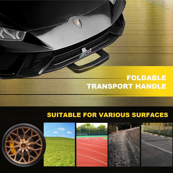 2 Seater Ride on Car for Big Kids, Lamborghini Huracan 24V Powered Ride on Toy with Remote Control, Electric Toy Car for Kids Toddlers 3-8, 4 Wheelers Car With Bluetooth & Light