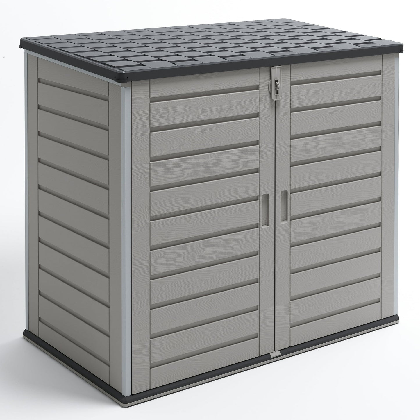 51 cu.ft. Resin Outdoor Storage Shed, Plastic Shed with Lockable Lid, Waterproof Storage Box for Patio, Garden, Backyard - 350 Gal, Gray