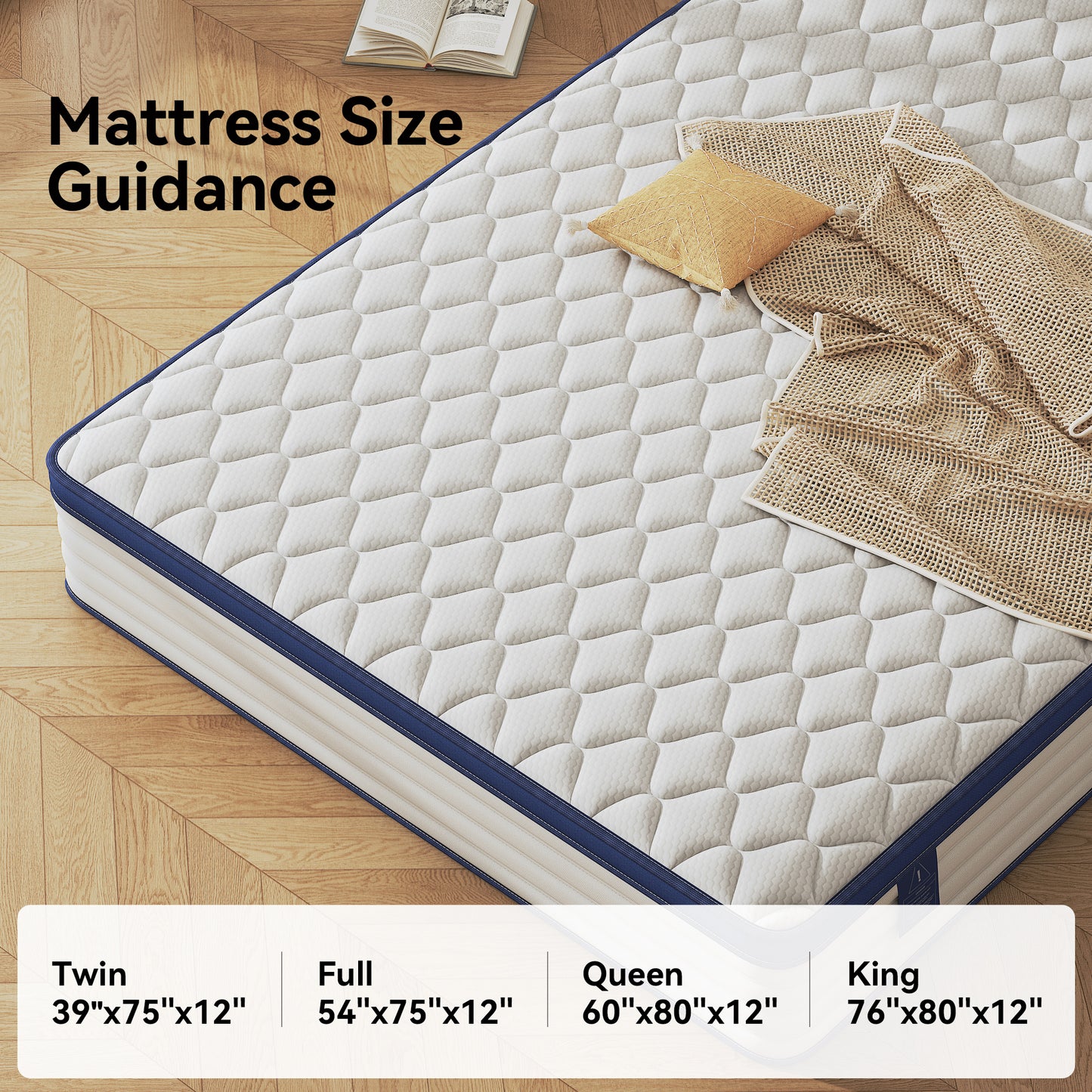 12 inch Queen Mattress, Gel Memory Foam Hybrid Mattress in a Box, Individual Pocket Spring Mattress, Medium Firm, CertiPUR-US Certified, Sleep Support & Pressure Relief, White