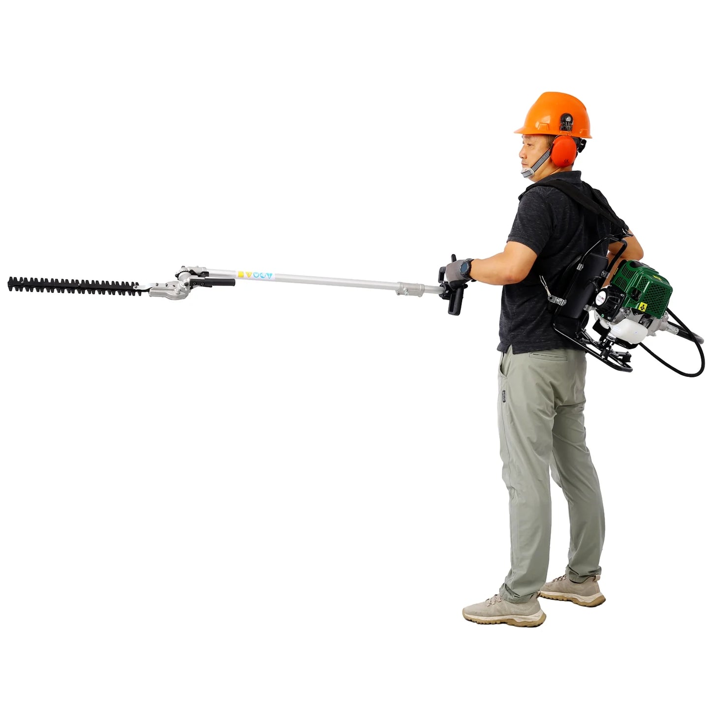 31CC Gas Powered Weed Eater, Sesslife 4 in 1 Grass Trimmer with Gas Pole Saw, Hedge Trimmer, Grass Trimmer, Brush Cutter, 2-Cycle Full Crankshaft Grass Edger Lawn Mower for Yard Garden, Green
