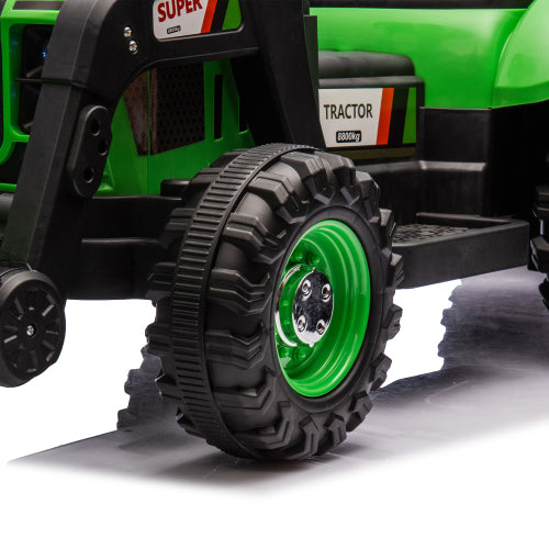 24V Ride On Electric Tractor Toy for Kids with 4 in 1 Attachments (Excavator, Dump Truck, Bulldozer), Remote Control, Bluetooth Music, Swivel Seat, LED, Electric Cars for Boys Girls Ages 3-6