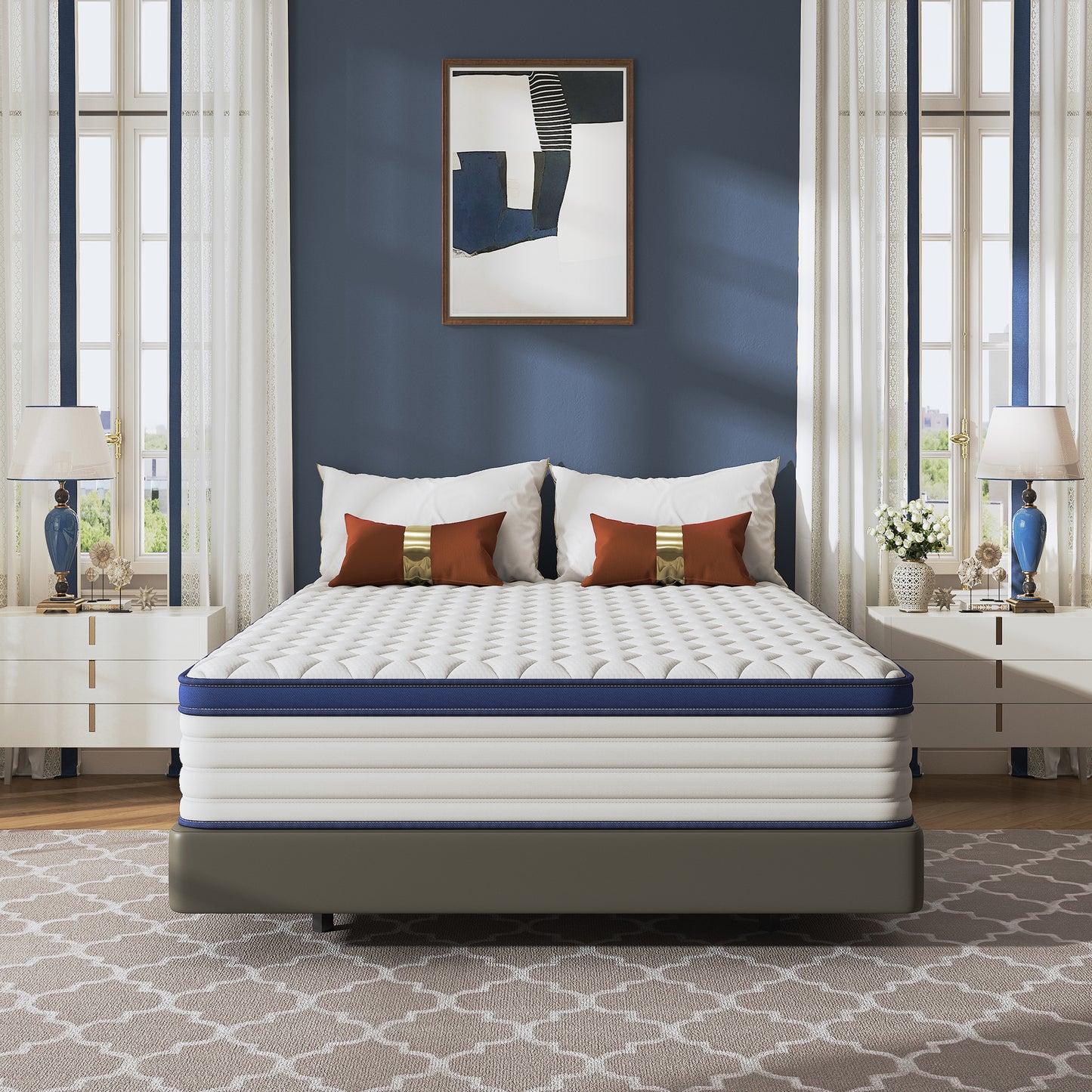 12 inch Queen Mattress, Gel Memory Foam Hybrid Mattress in a Box, Individual Pocket Spring Mattress, Medium Firm, CertiPUR-US Certified, Sleep Support & Pressure Relief, White