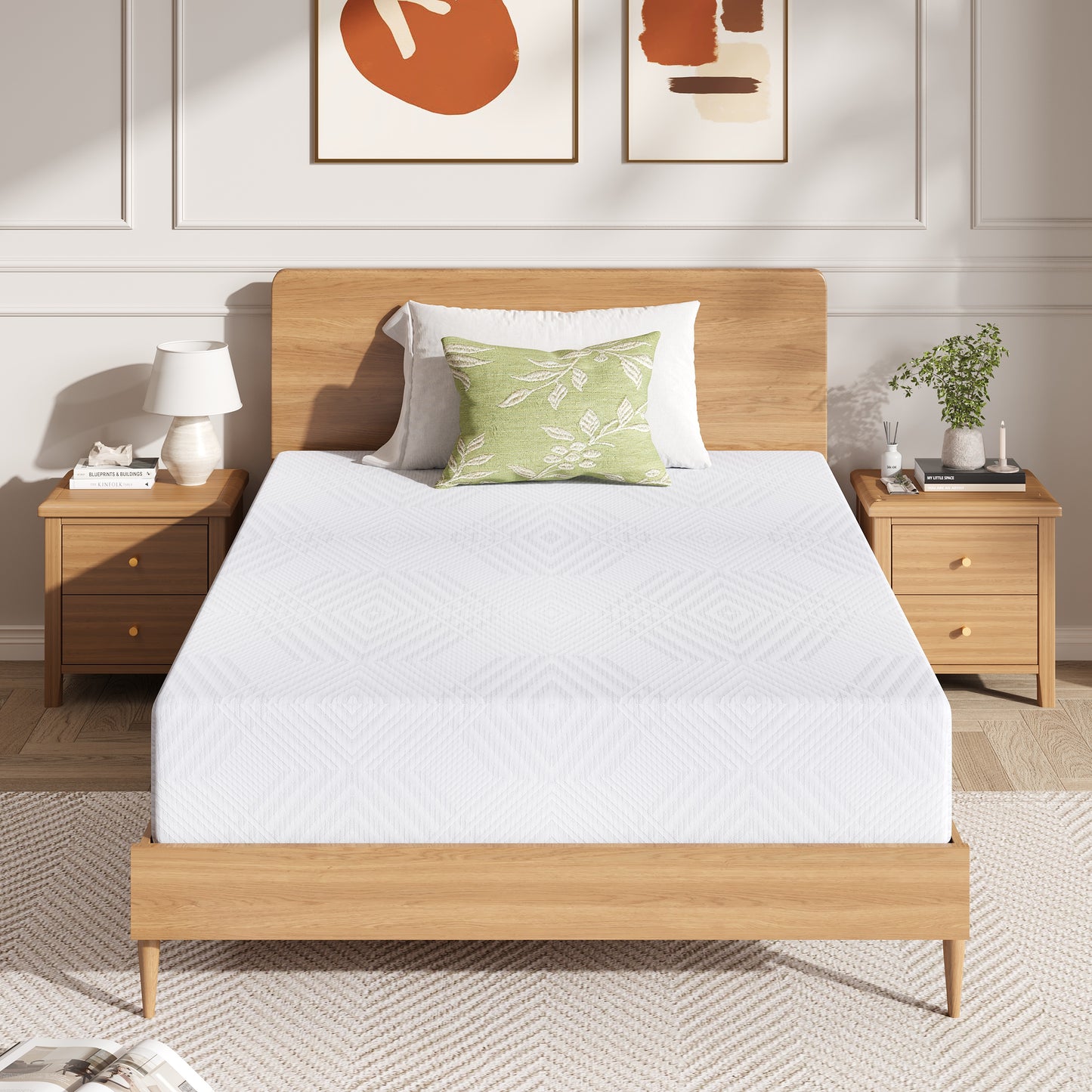 10 Inch Mattress, Cooling Gel Green Tea Memory Foam Mattress for Sleep Support, Back Pain Relief, Queen Mattress in a Box, Medium Firm, CertiPUR-US Certified, Queen