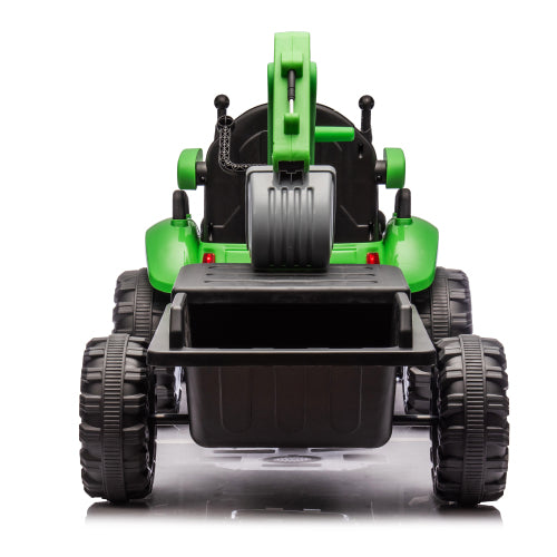 24V Ride On Electric Tractor Toy for Kids with 4 in 1 Attachments (Excavator, Dump Truck, Bulldozer), Remote Control, Bluetooth Music, Swivel Seat, LED, Electric Cars for Boys Girls Ages 3-6