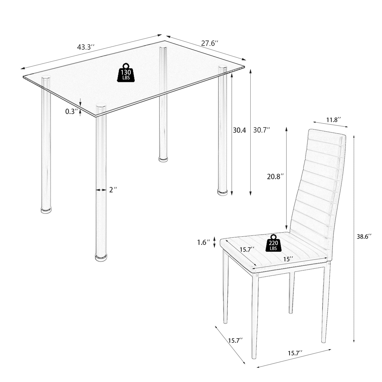 Sesslife Dining Table Set for 4, Modern Kitchen Table with Faux Leather Upholstery Chairs, 5-piece Rectangular Kitchen Table Set, Small Space Dining Table, Living Room Occasions Furniture, White
