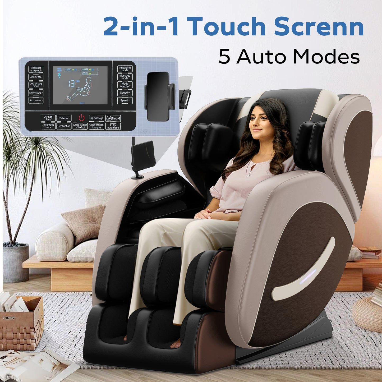 Full Body Massage Chair Recliner with Zero Gravity, Sesslife Leather Massage Chair with Air Pressure, 8 Massage Fix Rollers, Heating, Airbag, Bluetooth, Retractable footrest for Relaxion, Black