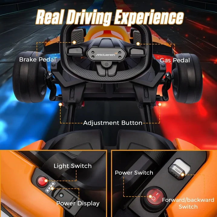 24V Electric Go Kart for Kids, McLaren Battery Powered Drift Racing Go Kart, with 400W Powerful Motor, Kids Race Pedal Go Karting Car With 3 Levels Adjustable Seat, Rear Wheel Drive Ride on Car