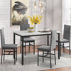 5 Piece Rectangle Dining Table Set for Small Space, Modern Faux Marble Tabletop and 4 Velvet Chairs, Compact Kitchen Table Set for Home, Breakfast Nook, Cafeteria Dining Room