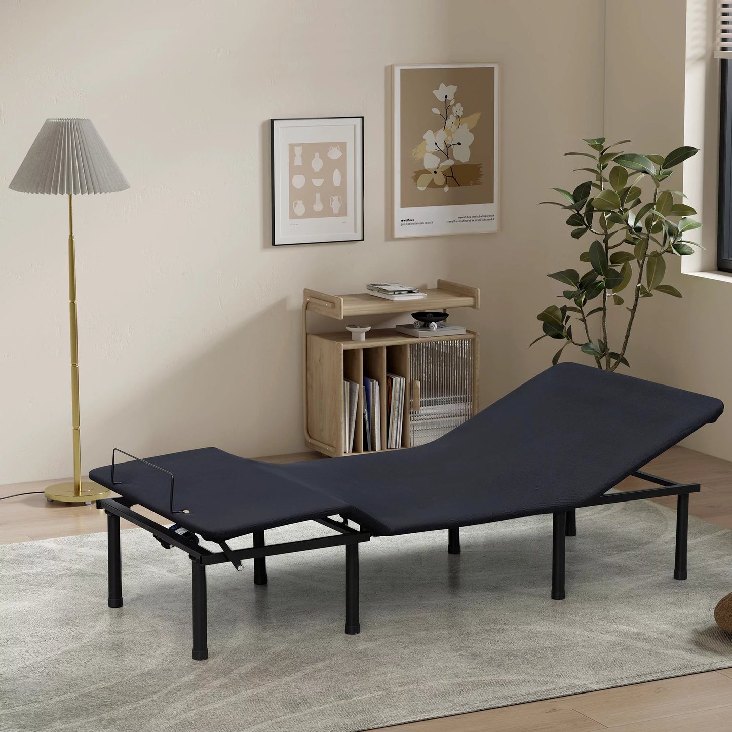 Sesslife Adjustable Bed Base Electric Adjustable Bed Frame with Head and Foot Incline, Dual Massage, Wireless Remote, Zero Gravity(Black)