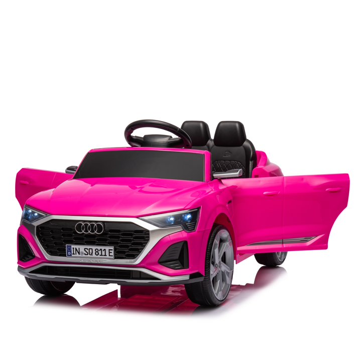 12V Ride On Car for Kids, Audi SQ8 Electric Car Toy with Remote Control, Dual Drive, LED Lights, Music, USB, 3 Speeds, Slow Start, Suspension, Pink Ride On Car for Toddlers Ages 3–6