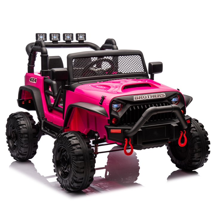 24V Kids Cars to Drive, Electric Cars for Kids W/Parents Control, Four-Wheel Suspension, LED Lights, Bluetooth, Music, Ride on Car Truck For Kids 3+, Black