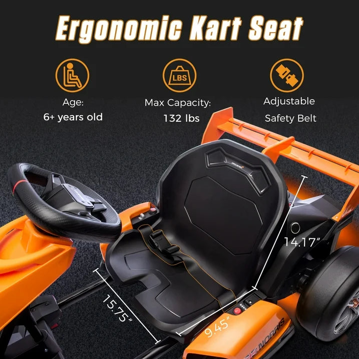 24V Electric Go Kart for Kids, McLaren Battery Powered Drift Racing Go Kart, with 400W Powerful Motor, Kids Race Pedal Go Karting Car With 3 Levels Adjustable Seat, Rear Wheel Drive Ride on Car