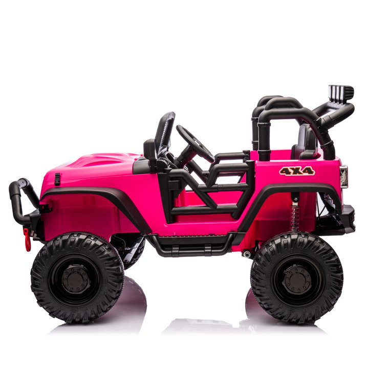 24V Kids Cars to Drive, Electric Cars for Kids W/Parents Control, Four-Wheel Suspension, LED Lights, Bluetooth, Music, Ride on Car Truck For Kids 3+, Black