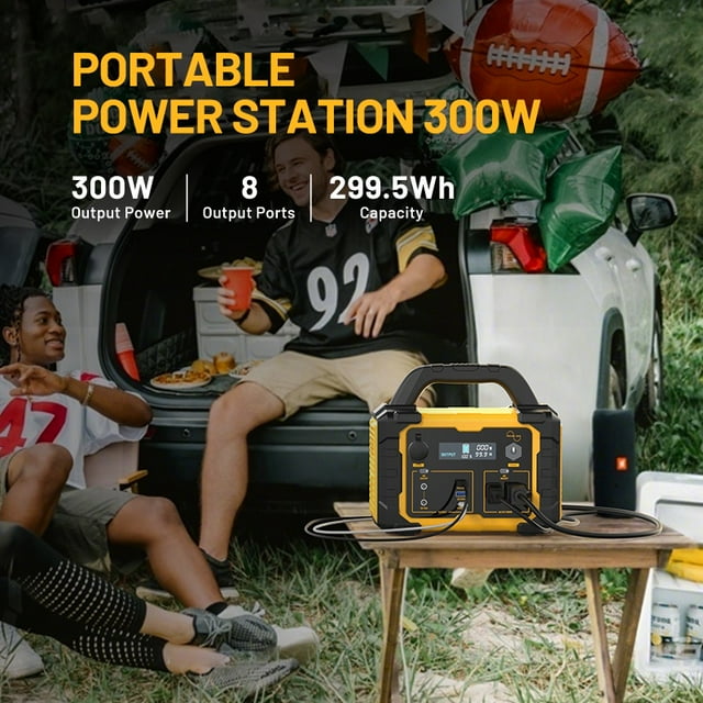 Enyopro Portable Power Station 300W Solar/Car/Wall Charging 120V AC Outdoor Emergency Power Supply for Camping, Photography & Emergencies, Pure Sine Wave for Electronics with ECO Mode
