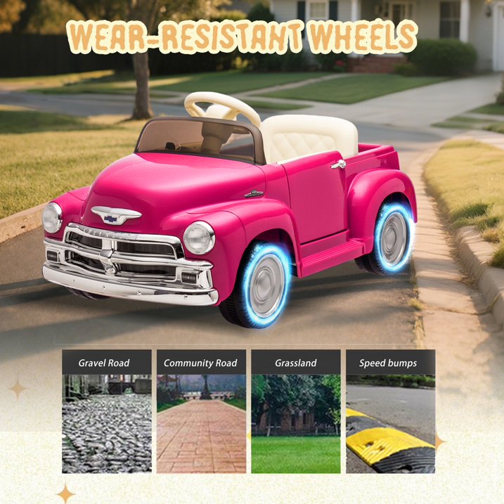12V Chevrolet 3100 Ride On Truck Car for Kids with Remote Control, Vintage Electric Car for Boys Girls with LED Lights, USB, Bluetooth, Music, Battery Powered Kids Electric Vehicle, Ages 3+