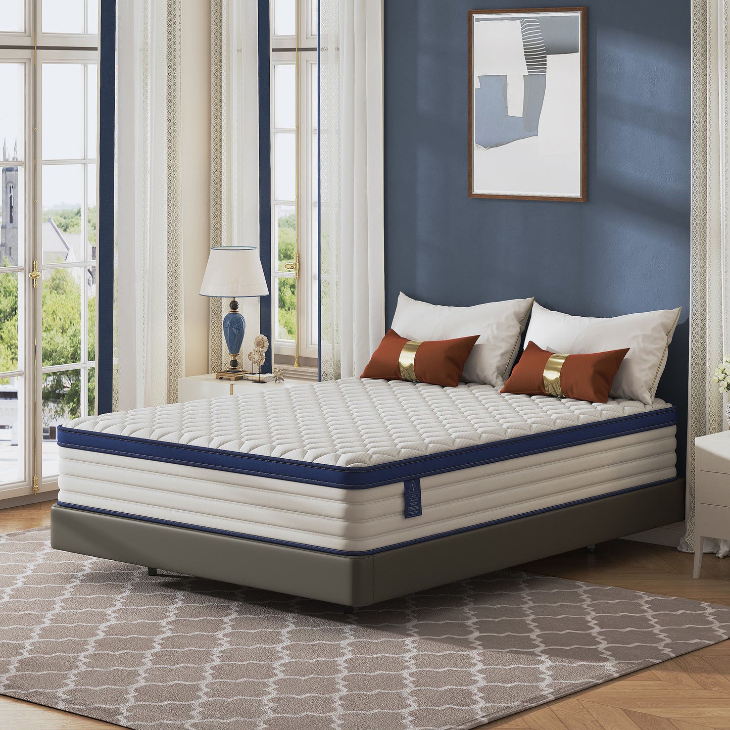 12 inch Queen Mattress, Gel Memory Foam Hybrid Mattress in a Box, Individual Pocket Spring Mattress, Medium Firm, CertiPUR-US Certified, Sleep Support & Pressure Relief, White