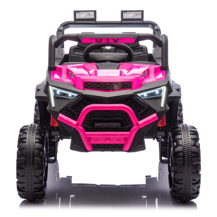 24V Kids Electric Ride on Cars Toy, 400W Power Ride on UTV Toy With Remote Control, Music, Bluetooth, Four Wheel Suspension, LED Lights, Portable Handle, Electric Car for Boys Girls 3+, Pink