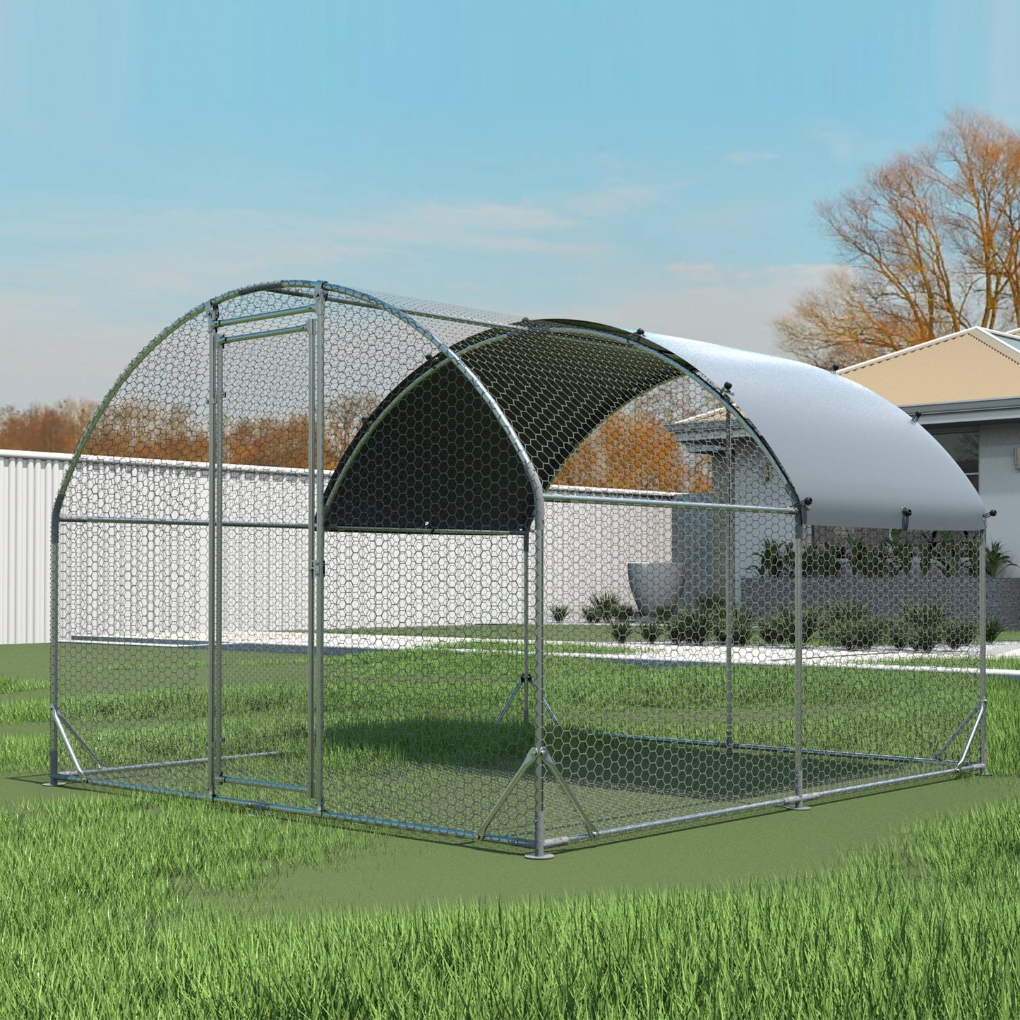 9.2' x 12.5' x 6.5' Large Metal Chicken Coop, Outdoor Chicken Run with Playpen, Updated Triple Support Steel Frame, Waterproof Oxford Cover & Predator-Proof Mesh for duck rabbit sheep bird House