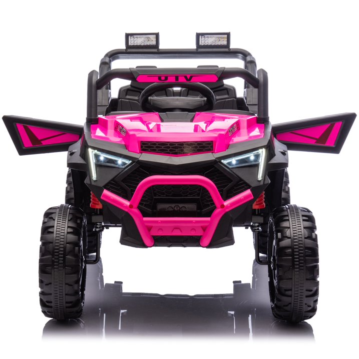 24V Kids Electric Ride on Cars Toy, 400W Power Ride on UTV Toy With Remote Control, Music, Bluetooth, Four Wheel Suspension, LED Lights, Portable Handle, Electric Car for Boys Girls 3+, Pink