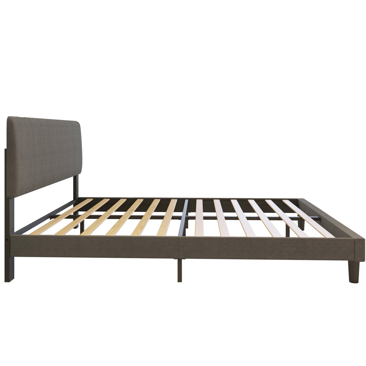 Sesslife Queen Bed Frame, Platform Bed Frame Queen Size with Modern Fabric Upholstered Headboard and Wooden Slats Support, Bedroom Furniture, No Box Spring Needed, Easy Assembly, Dark Grey