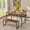 Dining Table Set for 4, Modern Dining Room Set with 2 Chairs and Bench, Multifunction Kitchen Table and Chairs Set for Home Restaurant Pub, Brown