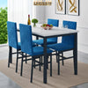 Dining Table Set for 4, Modern Marble Dine Table with 4 Velvet Chairs, Modern Kitchen Table Set for Home, Breakfast Nook, Cafeteria Dining Room, Blue