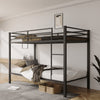 Sesslife Twin Over Twin Metal Bunk Bed Frame, Low Profile Bunk Bed with Ladder & Guardrails, Space-Saving Bed with Metal Slats, No Box Spring Needed, Black