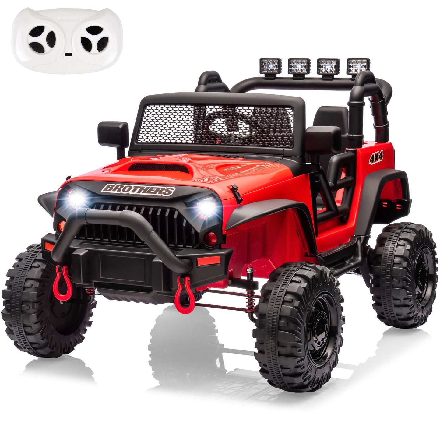 24V Kids Cars to Drive, Electric Cars for Kids W/Parents Control, Four-Wheel Suspension, LED Lights, Bluetooth, Music, Ride on Car Truck For Kids 3+, Black