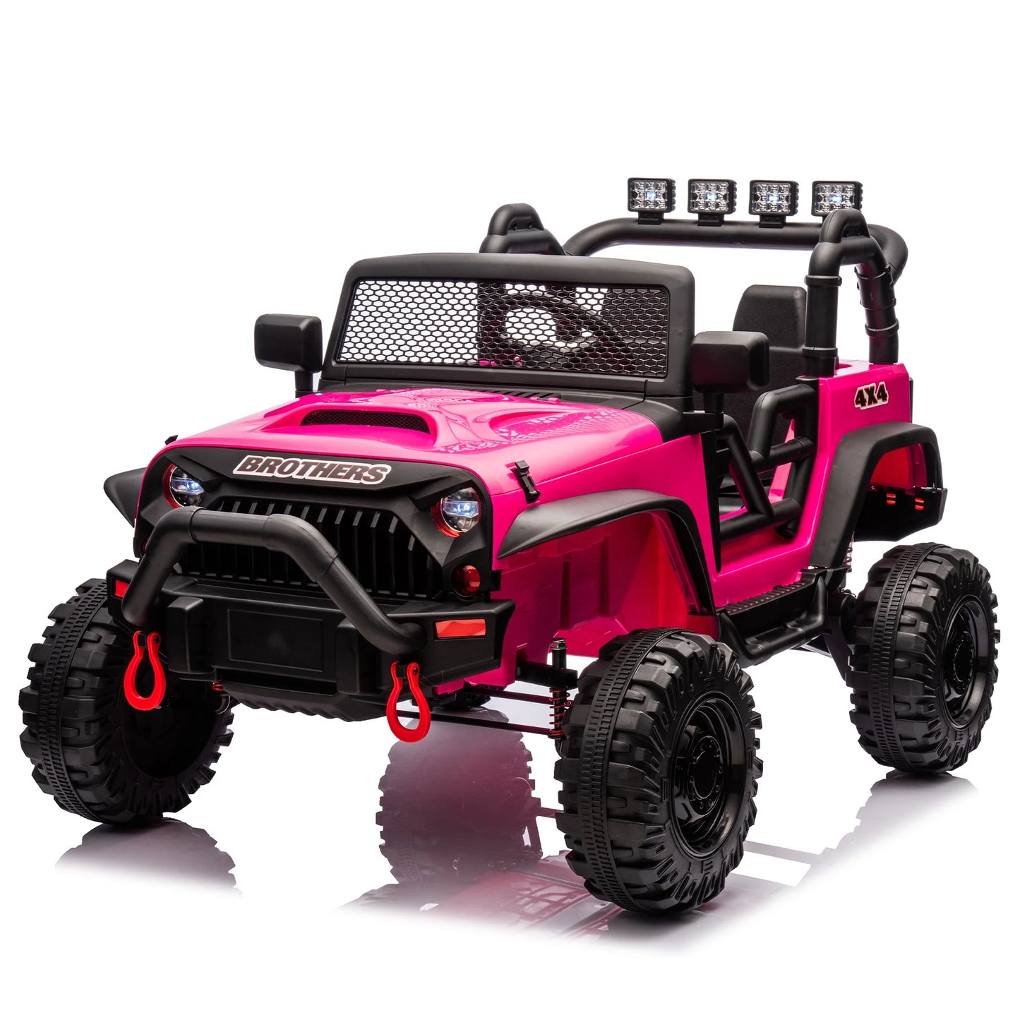 24V Kids Cars to Drive, Electric Cars for Kids W/Parents Control, Four-Wheel Suspension, LED Lights, Bluetooth, Music, Ride on Car Truck For Kids 3+, Black