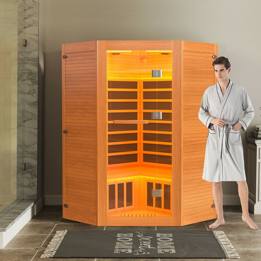 Enyopro 2-3 Person Infrared Sauna with 7-Color LED Light, Bluetooth Speakers, Foot Heating, Home Spa Sauna for Detox and Relaxation