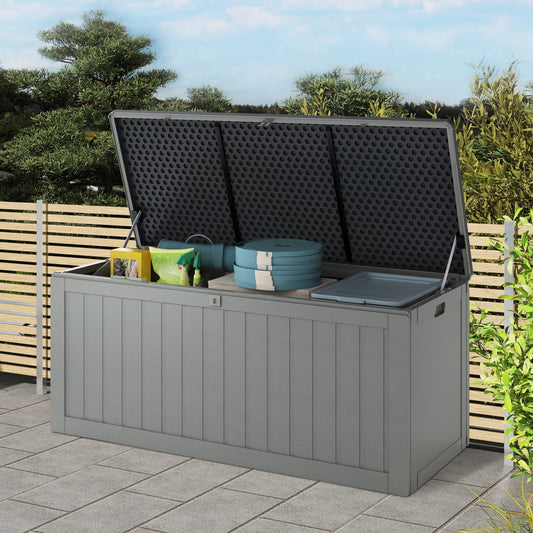 75 GAL Deck Box for Patio, Enyopro Outdoor Large Storage Cabinet, Weather-proof Patio Storage for Furniture Cushions, Garden Tools, Kids' Toys, Waterproof Storage Shed
